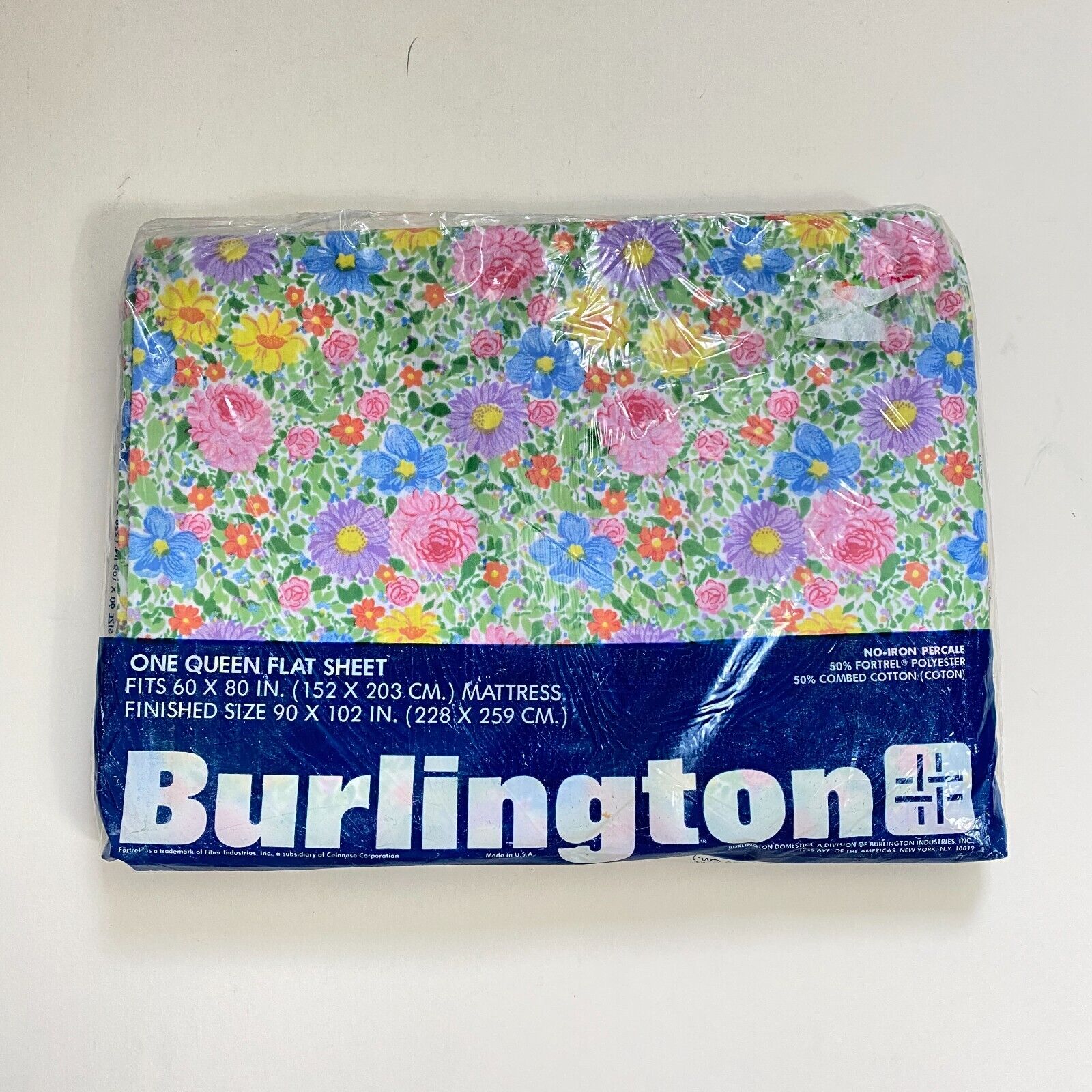 Burlington Vintage Floral Queen Flat Sheet Colorful New