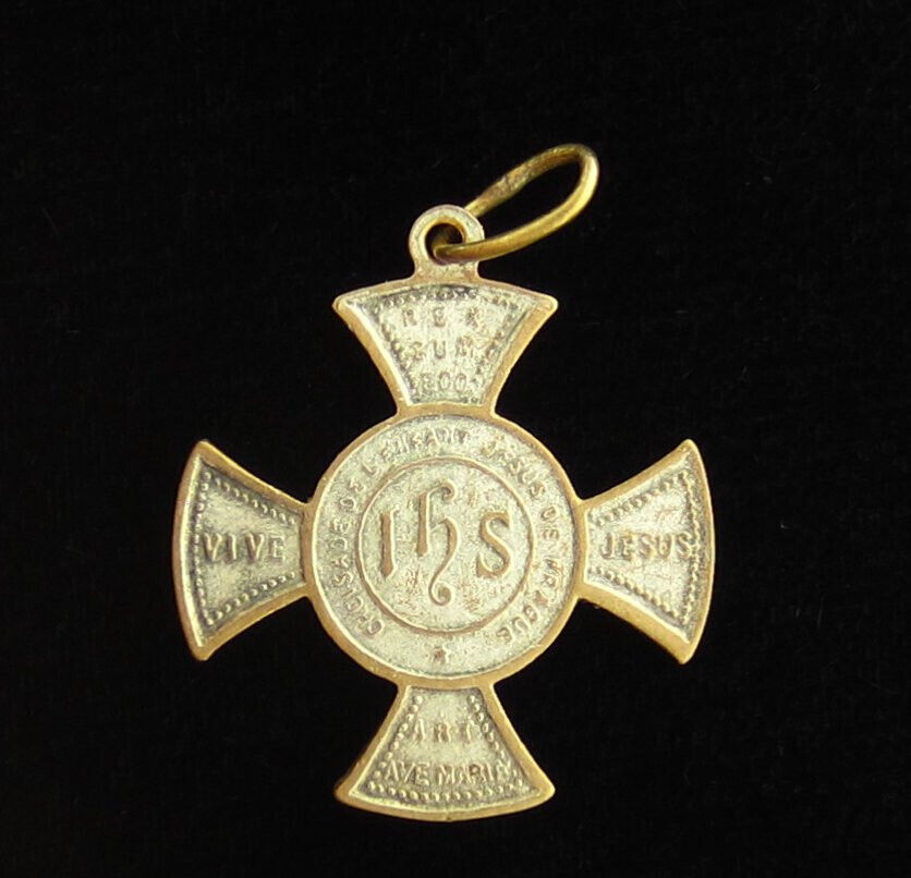 Vintage JHS Medal Religious Catholic Infant of Prague Petite Medal Small Size