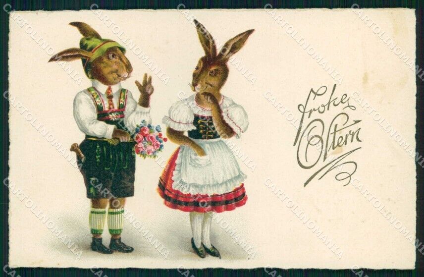 Augurale Dressed Rabbit Easter Pasqua Cellaro 720 cartolina KF6841