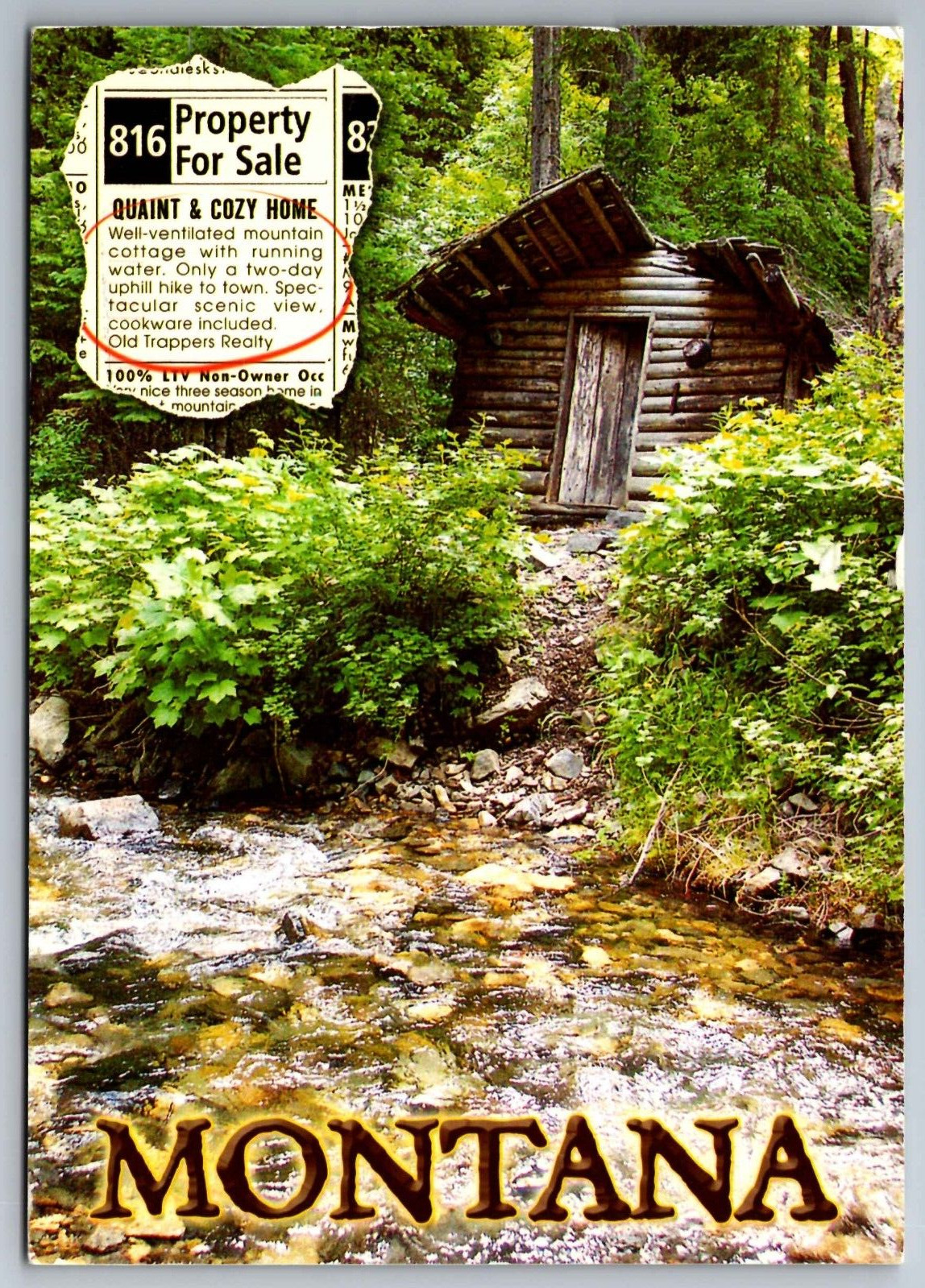 Postcard Old Trappers Cabin Missoula Montana  E 21