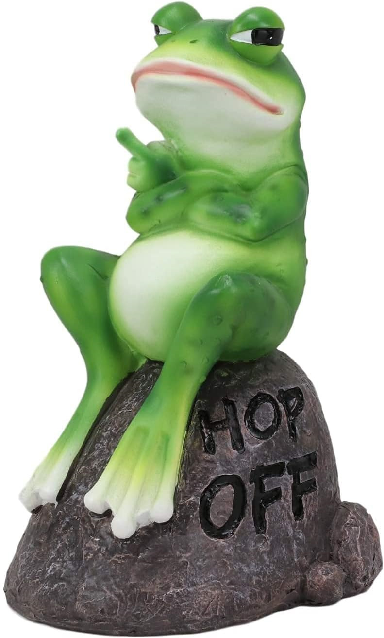 Ebros Hop Off Rude Feisty Toad Frog Flipping The Bird Finger On Landscape Rock
