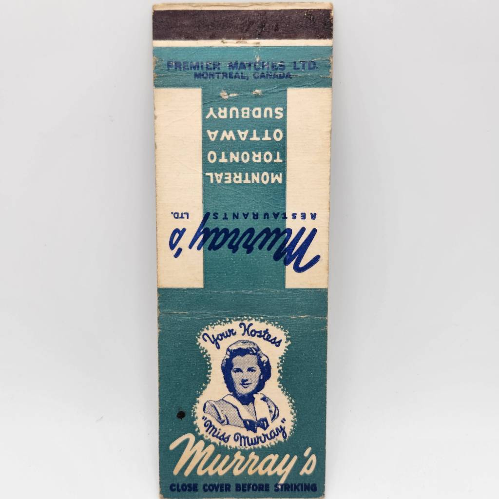 Vintage Matchbook Miss Murray\'s Restaurant Montreal Quebec Canada Toronto Ottawa