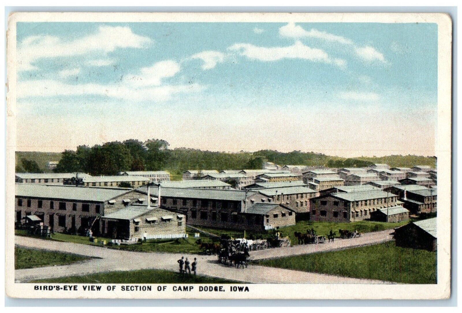 1918 Bird\'s Eye View Of Section Of Camp Dodge Des Moines Iowa IA Posted Postcard