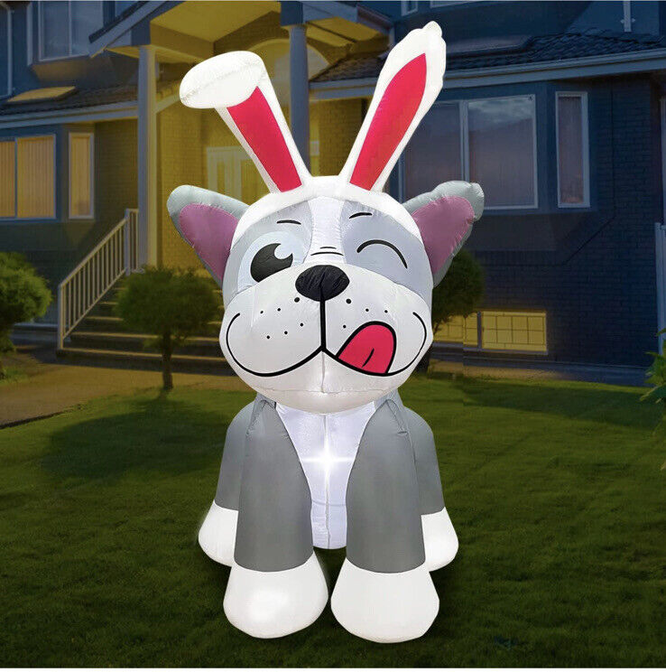 5Ft Easter Bunny Puppy Dog￼ Lighted Airblown Inflatable Yard Decor￼