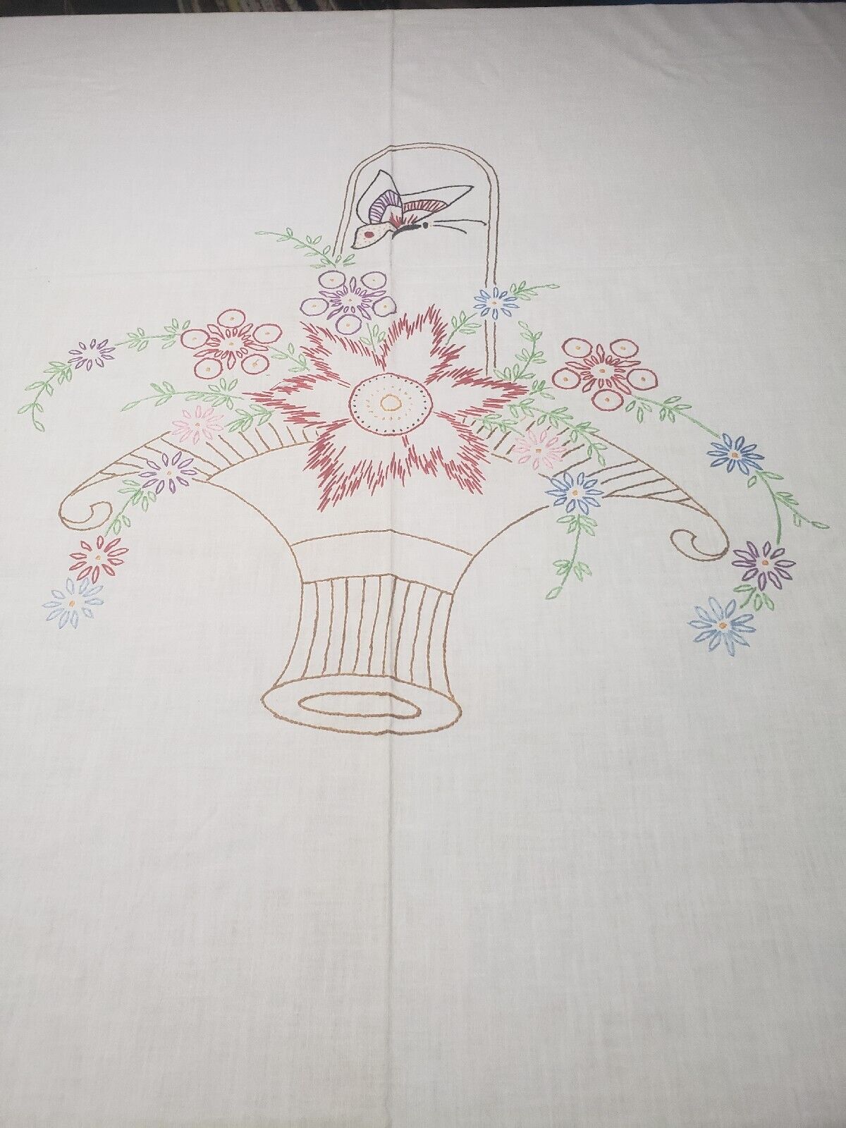 Gorgeous Hand Embroidered White Tablecloth