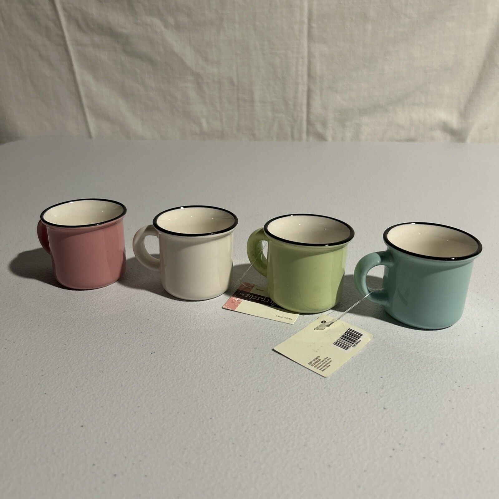 4 Cappuccino Tiny Mugs Ceramic Pastel Colors
