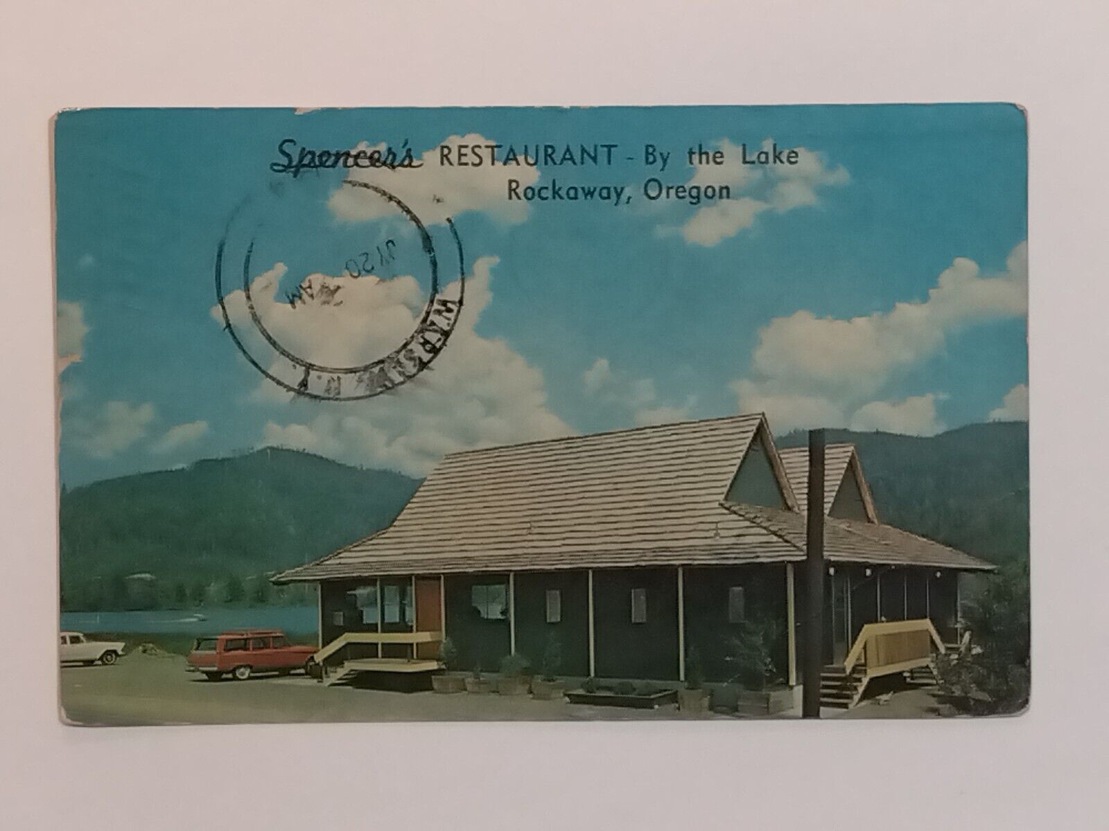 Spencer\'s Restaurant By The Lake Lytle Rockaway Oregon Postcard Posted 1964