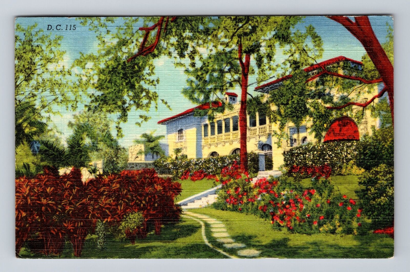 Miami FL-Florida, Florida Estate, Coconut Grove, Antique Vintage c1951 Postcard