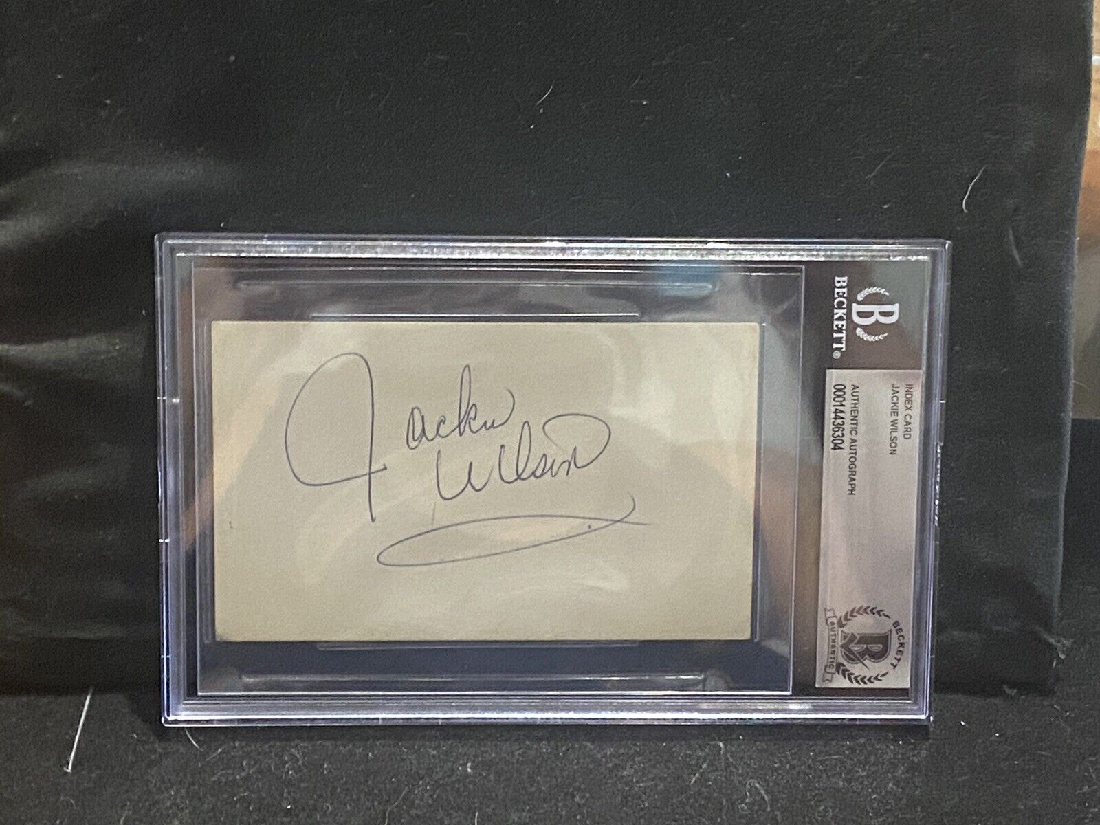 Jackie Wilson Autographed Index Card BECKETT SLABBED R&B Music D.1984 RARE
