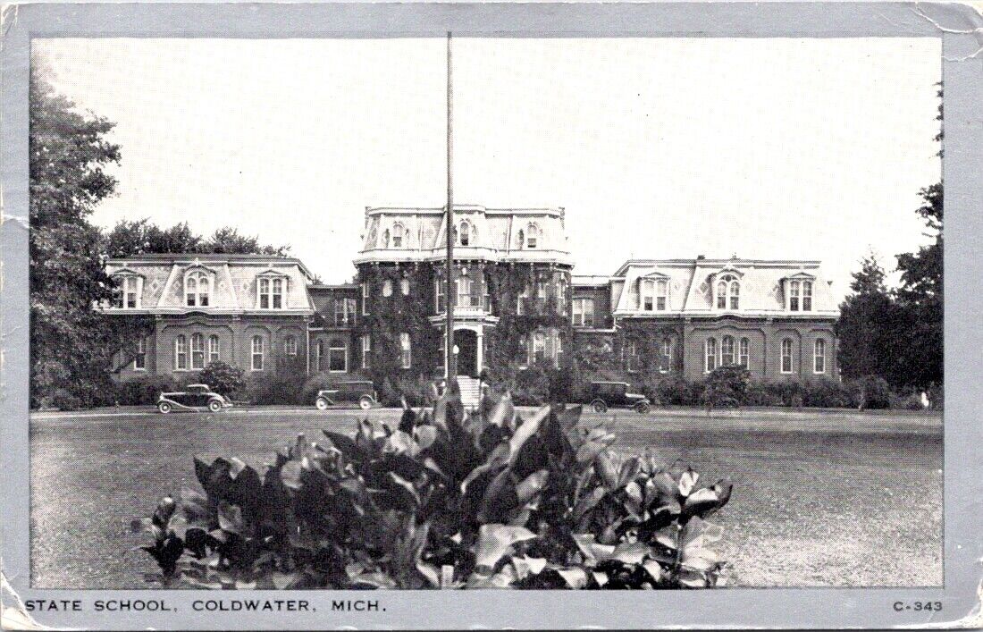 1950, State School, COLDWATER, Michigan Postcard - Wayne Paper