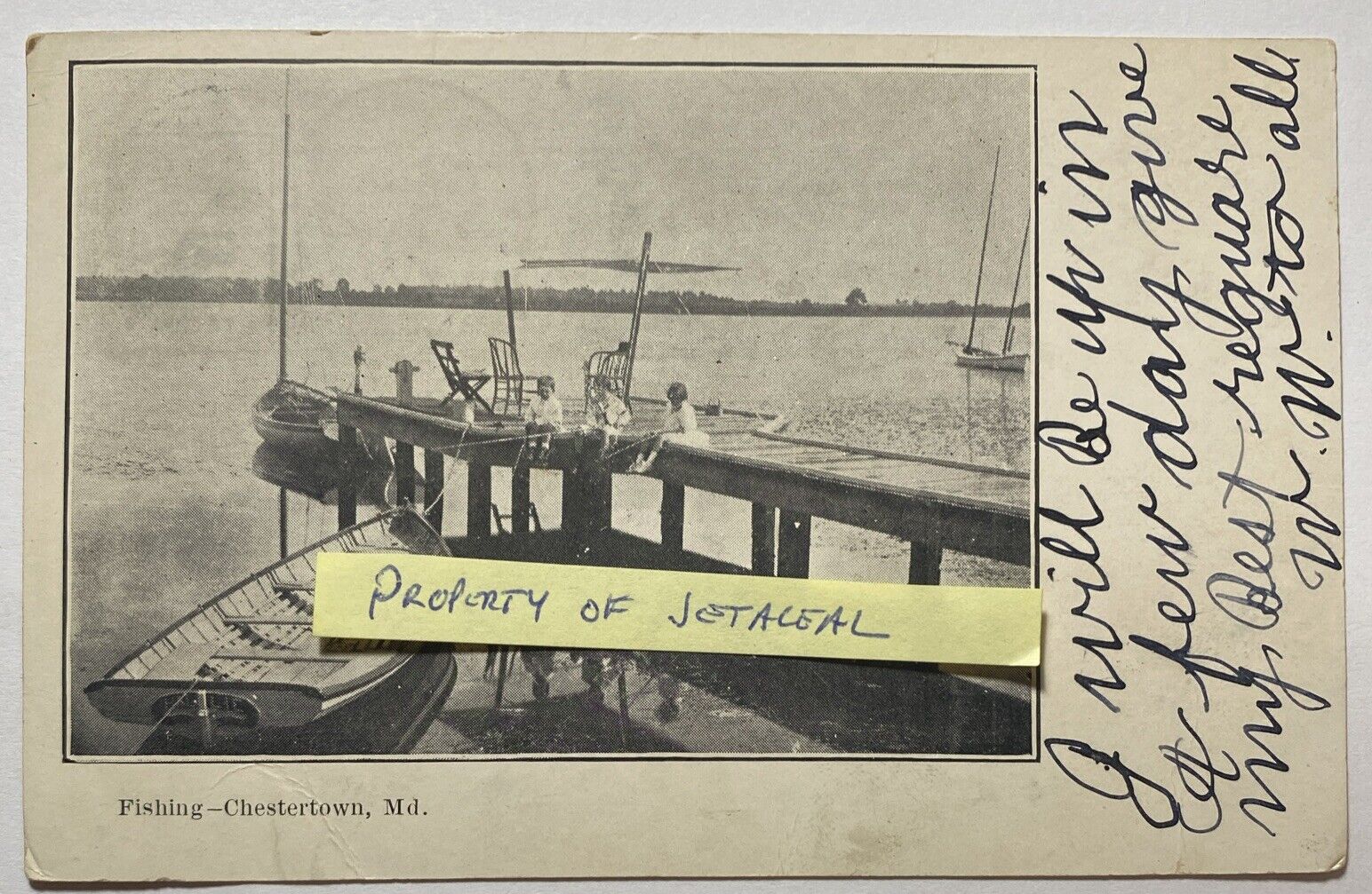 Postcard MARYLAND Chestertown FISHING 1907