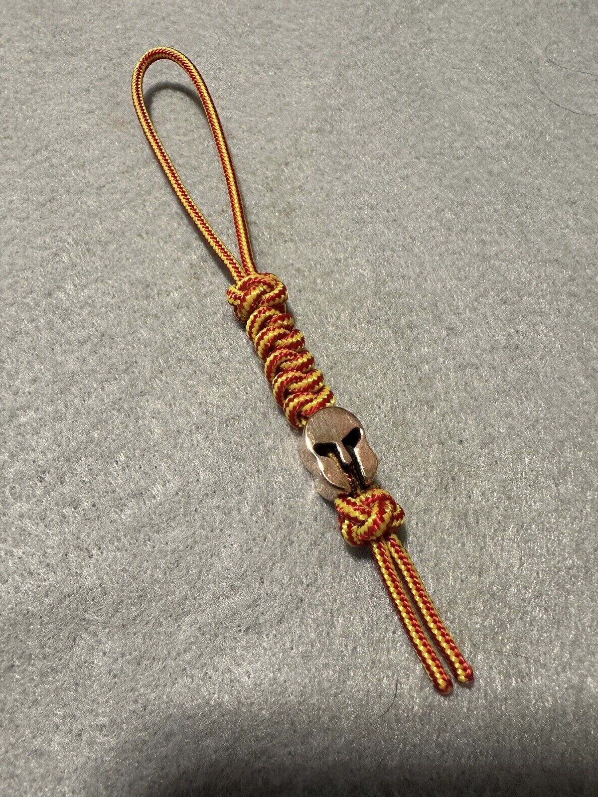 275 Paracord Knife Lanyard Yellow/Red with Copper Helmet Bead