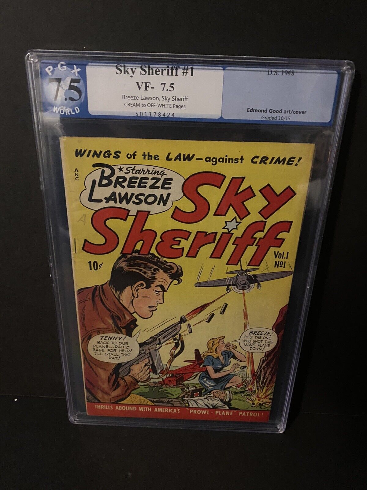 Sky Sheriff #1 1948 PGX 7.5 Edmond Good Girl Cover and Art