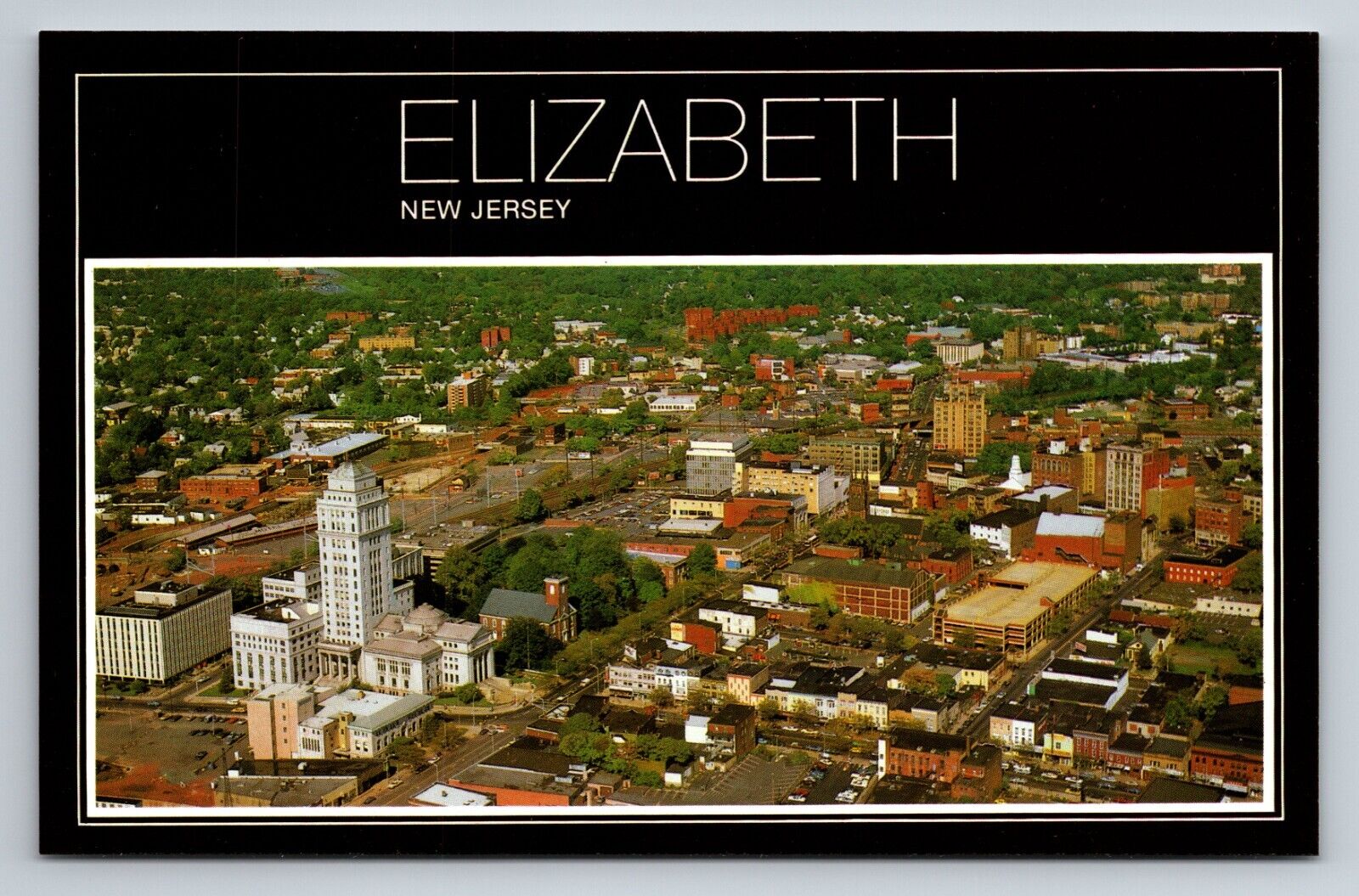Aerial View Elizabeth New Jersey Vintage Unposted Postcard Union County
