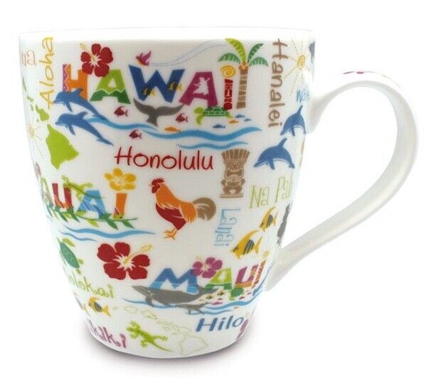 18oz Coffee Mug Hawaii Adventures Island Porcelain Dishwasher Safe Hawaiian Gift
