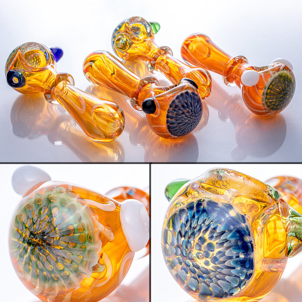 Buy 1 Get 1 50% Off 4.5″ PREMIUM Glass Spoon Pipe Tobacco Bowls - Honeycomb