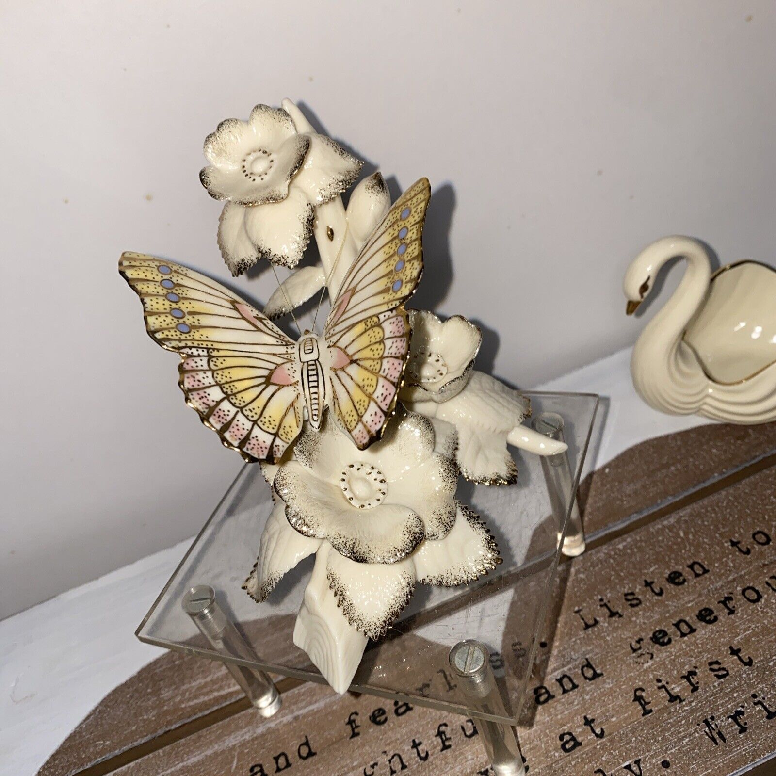Lenox Collector Splendor Of Spring Butterfly  Hand Painted In Gold Figurine.