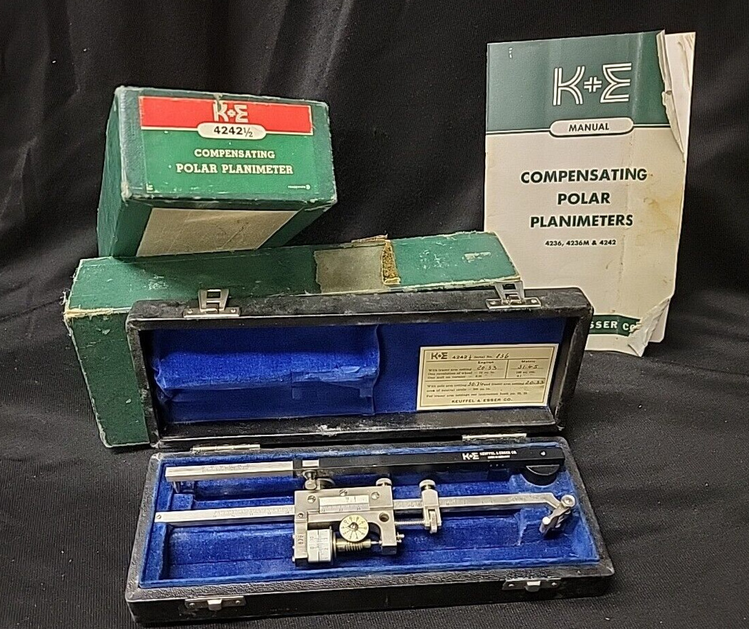 Vintage Keuffel & Esser Compensating Polar Planimeters Box Manual Germany Used