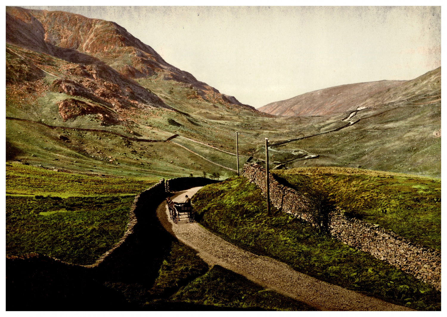 England. Lake District. Ambleside. Kirkstone Pass. Vintage Photochrome by P.Z,