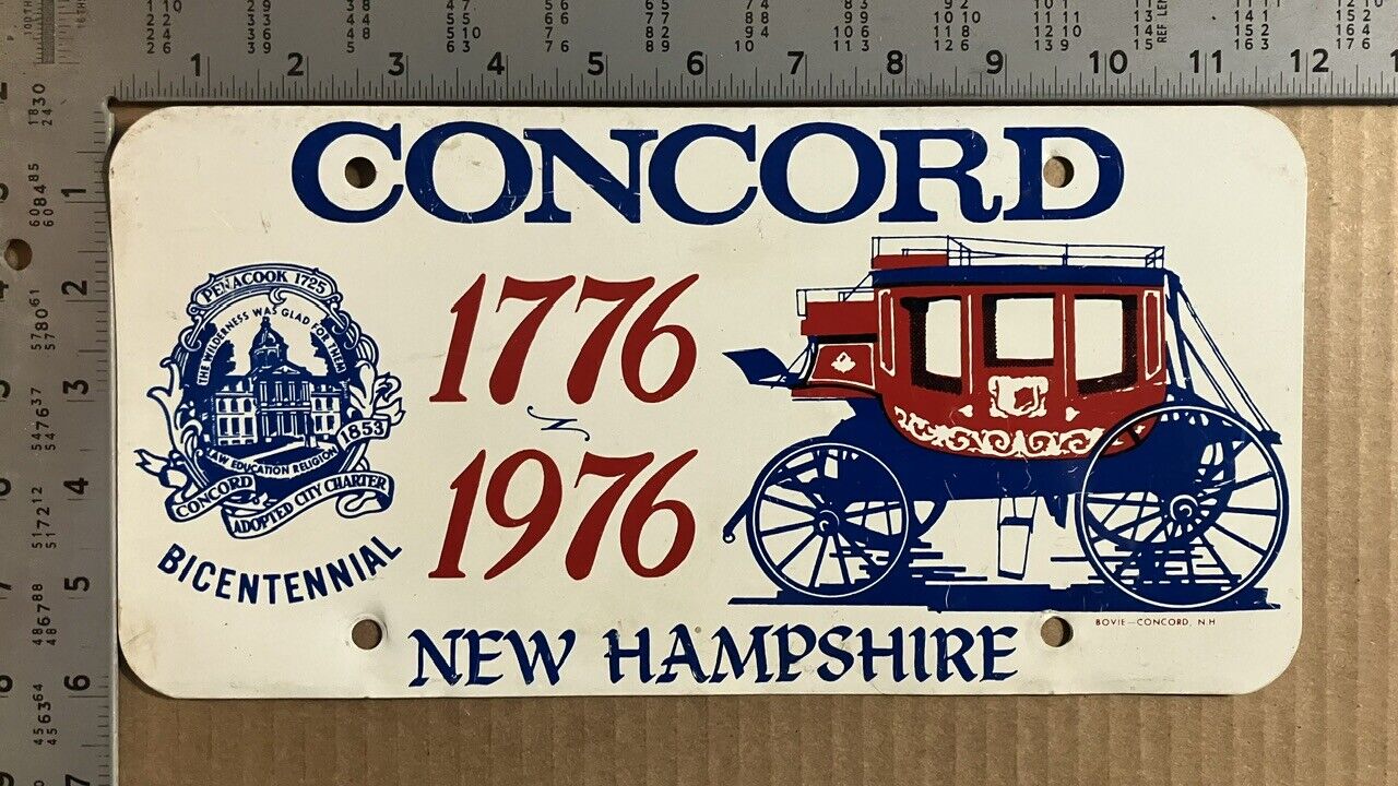 1976 New Hampshire bicentennial license plate Concord USA 1776 11866