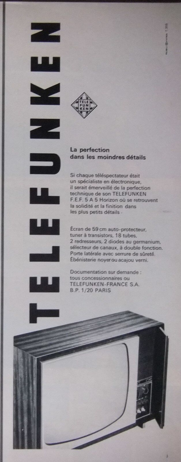 1967 TELEFUNKEN ADVERTISING PERFECTION IN EVERY DETAIL - ADVERTISING