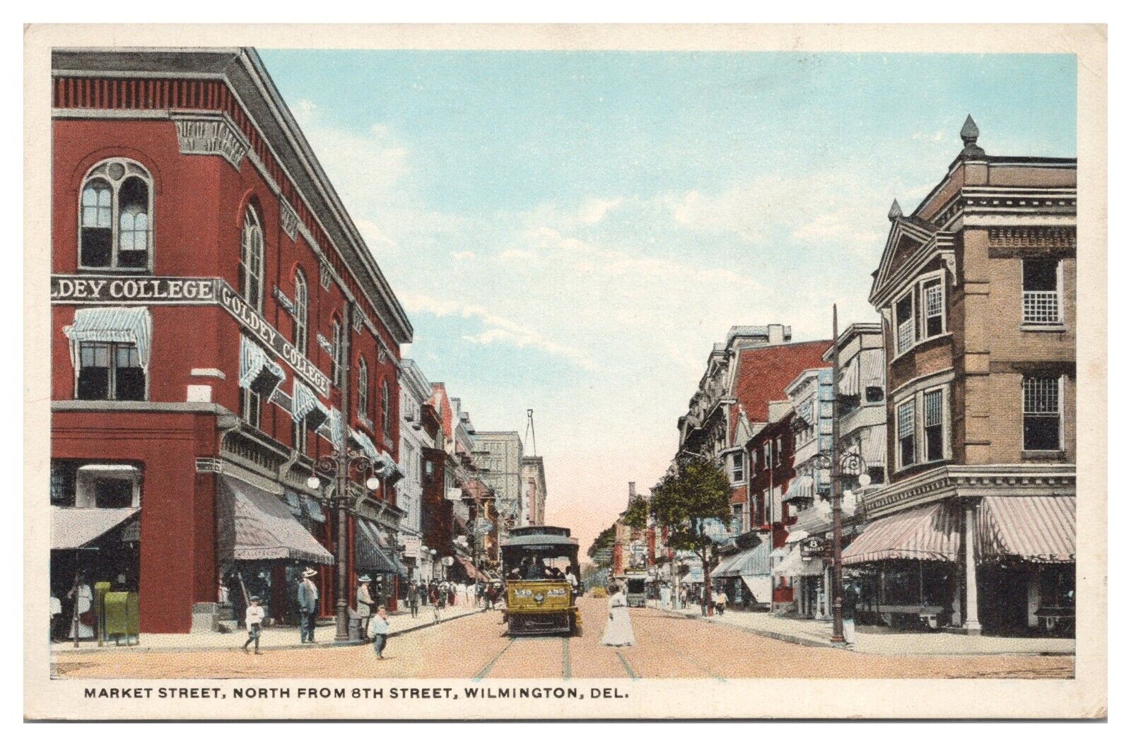 Vintage Wilmington Delaware Postcard Market St. North from 8th St. WB Unposted