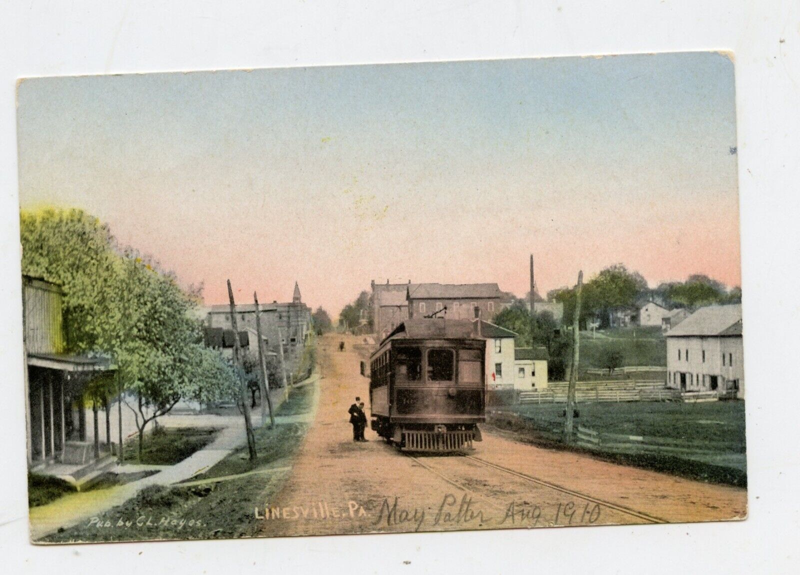 1910 Vintage Postcard - Linesville, Pennsylvania - Hayes / with 1 Cent stamp