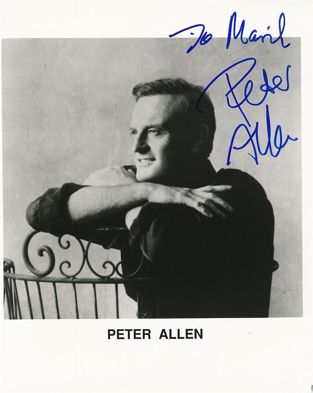 Peter Allen- Signed B&W Photograph