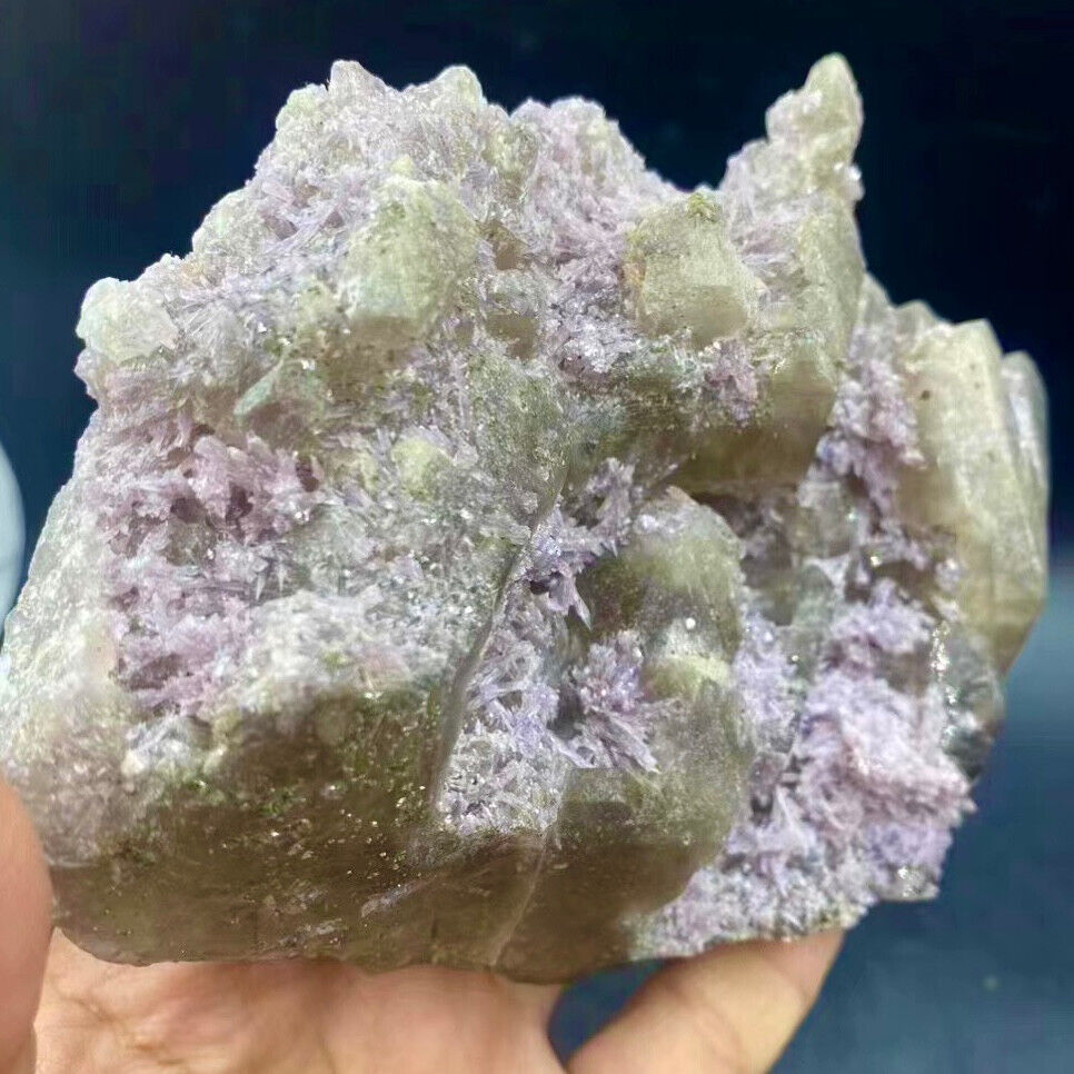 1.72LB Natural Lepidolite Lithium Green Mica Quartz Cluster Mineral Specimen