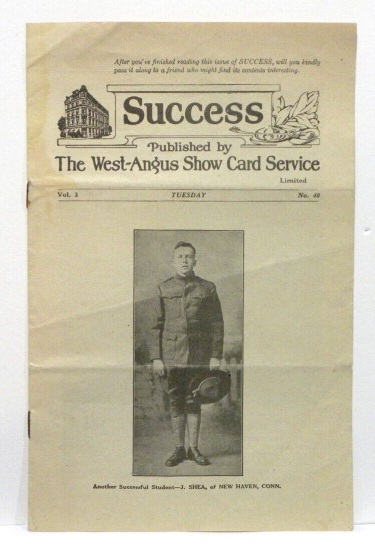 VTG Antique West Angus Show Card Success Brochure - Est 1908 Toronto Canada