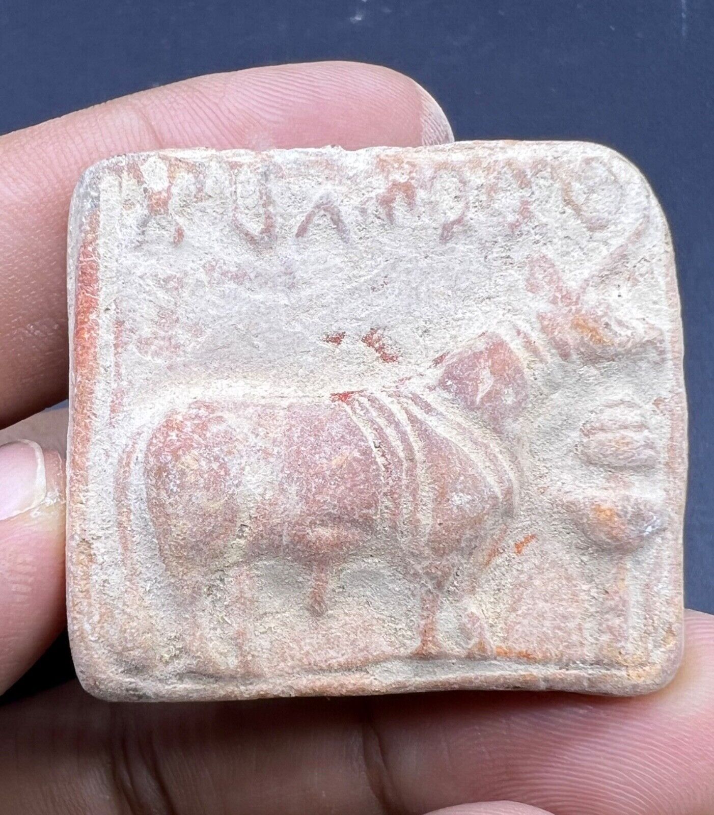 Ancient Beautiful Indus Valley Stamp Seal With Inscription In Clay From Swat