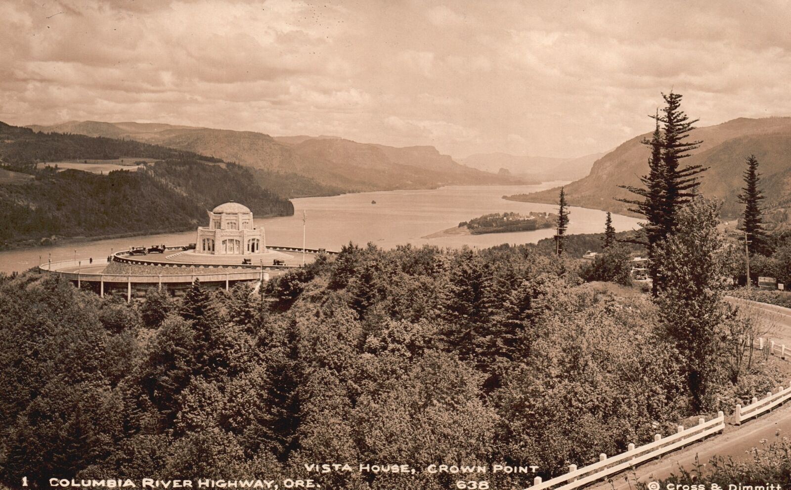 Vintage Postcard Real Photo Vista House Crown Point Columbia River Oregon RPPC