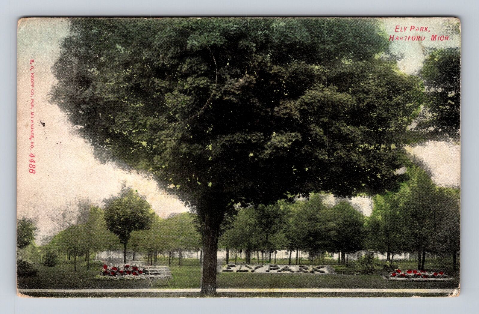 Hartford MI-Michigan, Ely Park, Antique, Vintage c1908 Souvenir Postcard