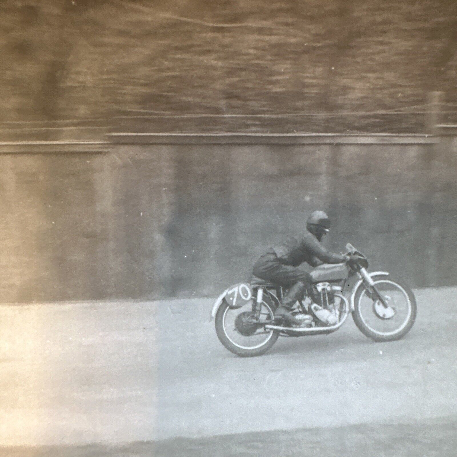 VINTAGE PHOTO Man Speeding On Motorcycle Motorbike ORIGINAL