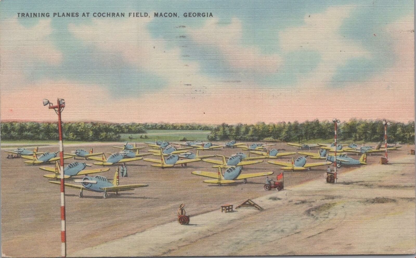 Postcard Training Planes Cochran Field Macon Georgia GA 