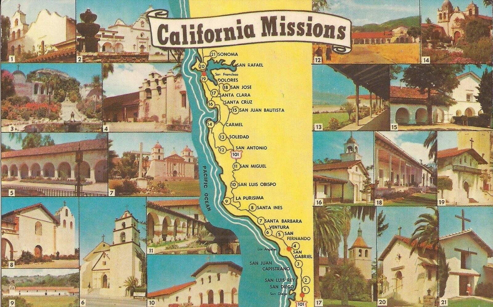 California Missions MAP & MULTIVIEW - 21 Mission Images