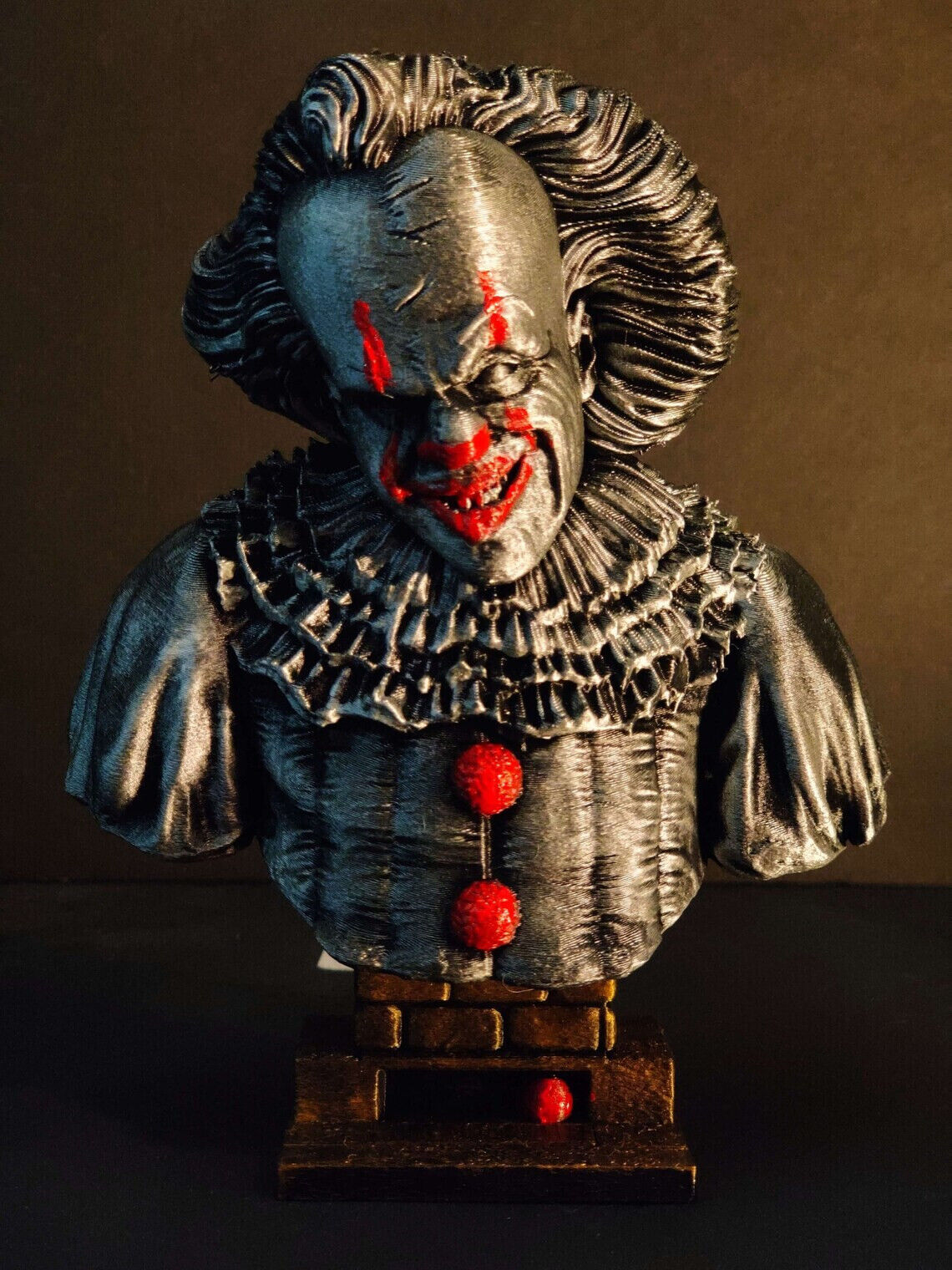 Pennywise Clown Statue IT Fan Art Metallic Finish -Horror Bust Hand Painted 