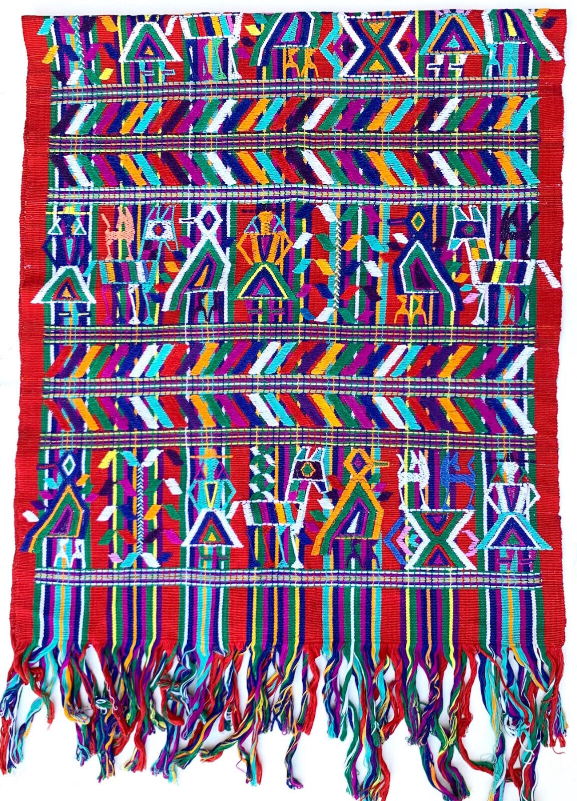 Nebaj Guatemala Wall Hanging/Table Runner Handwoven Cotton weaving 