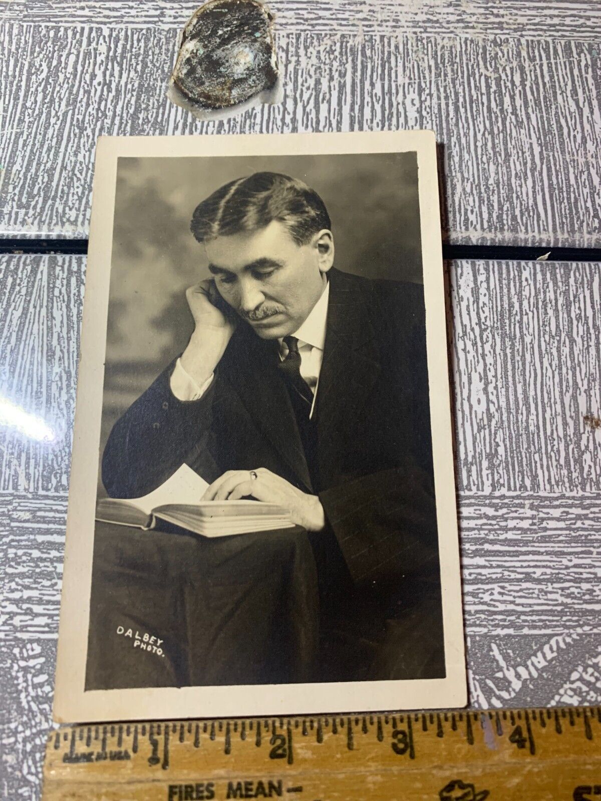 Antique Post Card Picture Man Reading Dalbey Photo Educated Proffesor