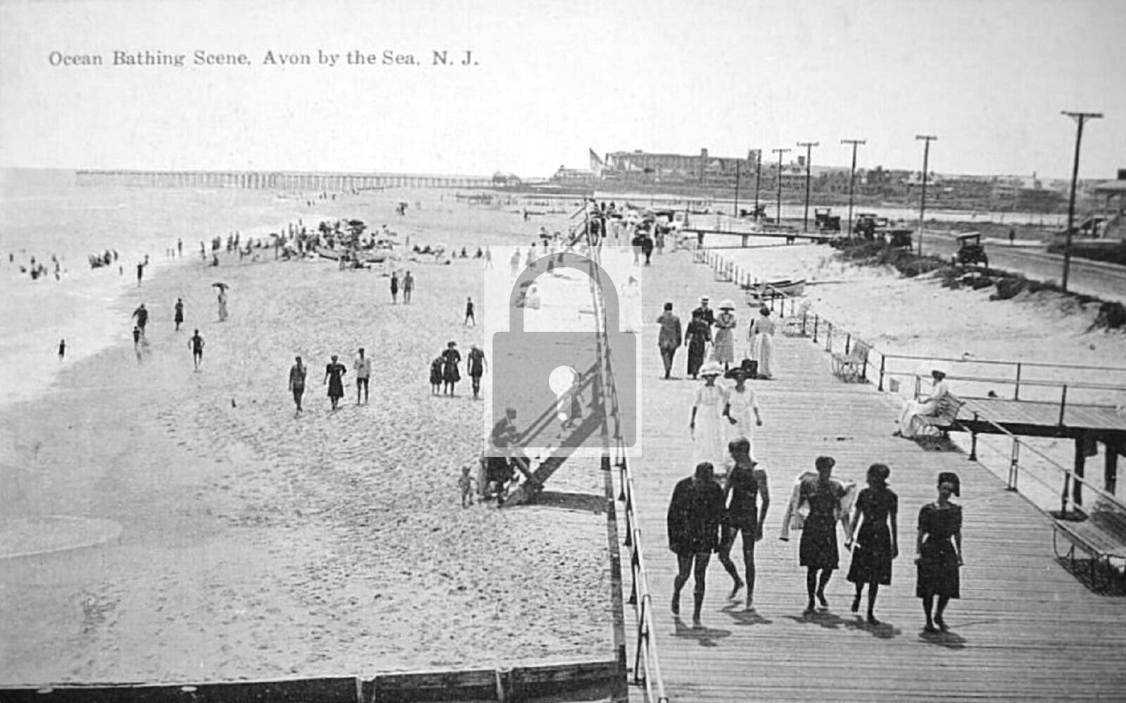 Ocean Bathing Scene Boardwalk Avon By The Sea New Jersey NJ Reprint Postcard