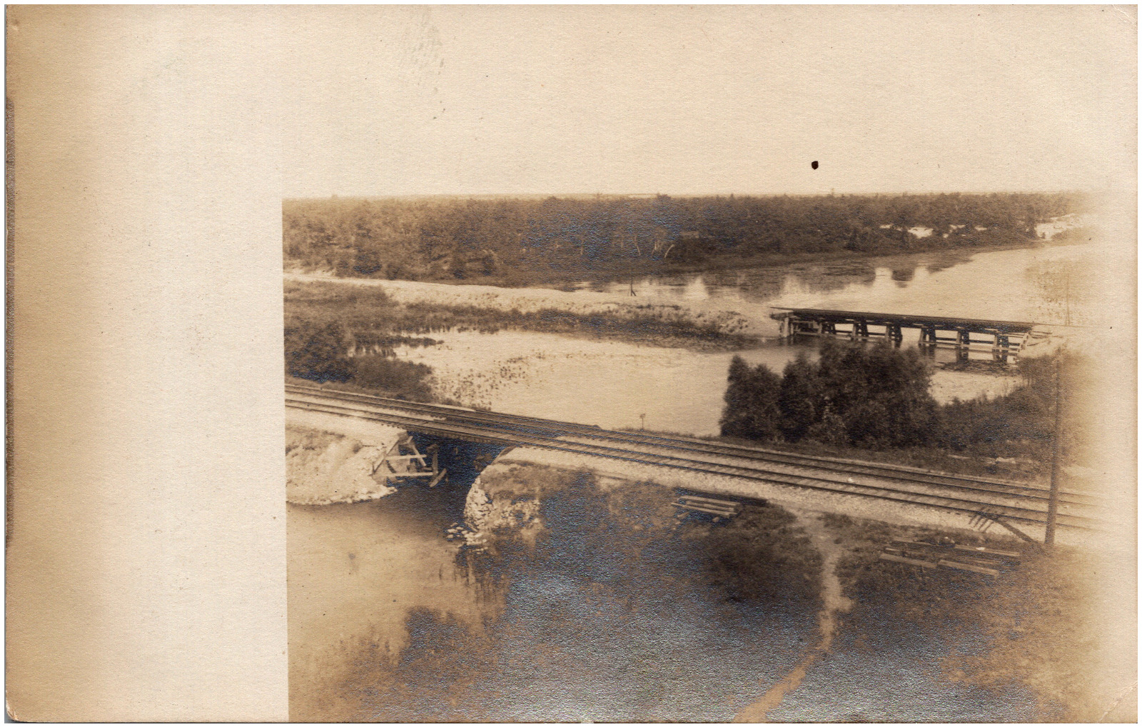 Railroad Bridges over River Unknown Location Scenic View 1900s RPPC Postcard
