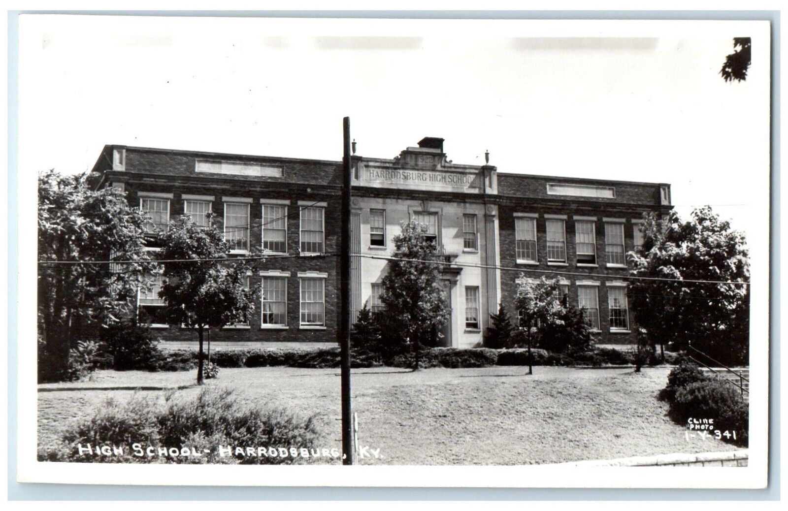 1940 High School Exterior View Building Harrodsburg Kentucky RPPC Photo Postcard