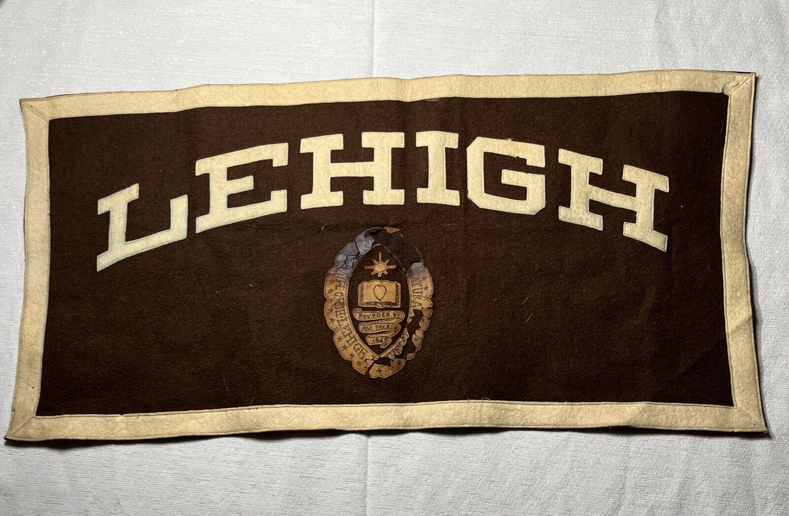 Vintage Lehigh University 1952 Wool Banner Chicago Pennant Co. RARE Some Wear.