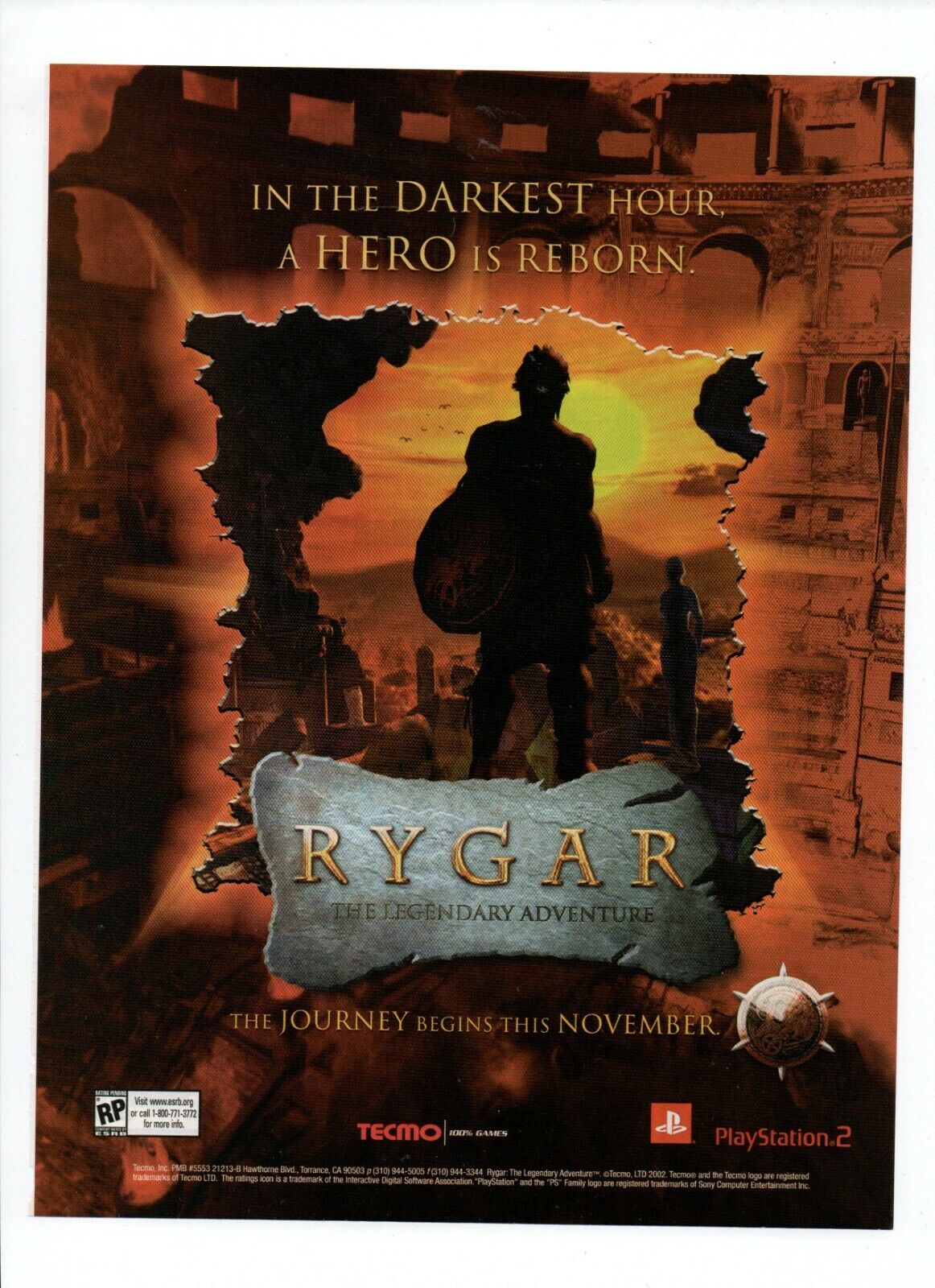 Rygar The Legendary Adventure Playstation PS2 - 2002 Video Game Print Ad