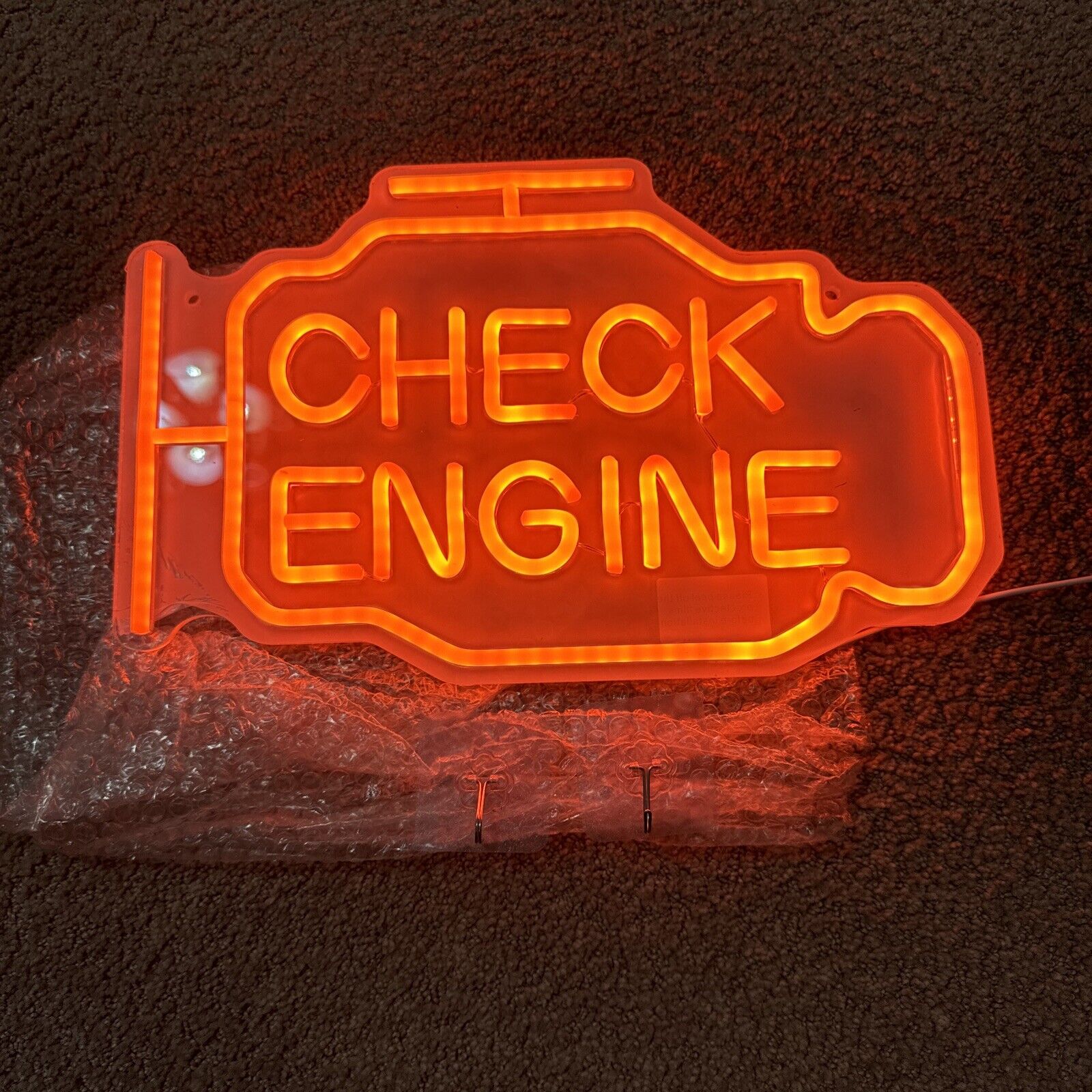 Check Engine Neon Light Sign, Garage LED Light Decor, Dimmable USB Neon Sign
