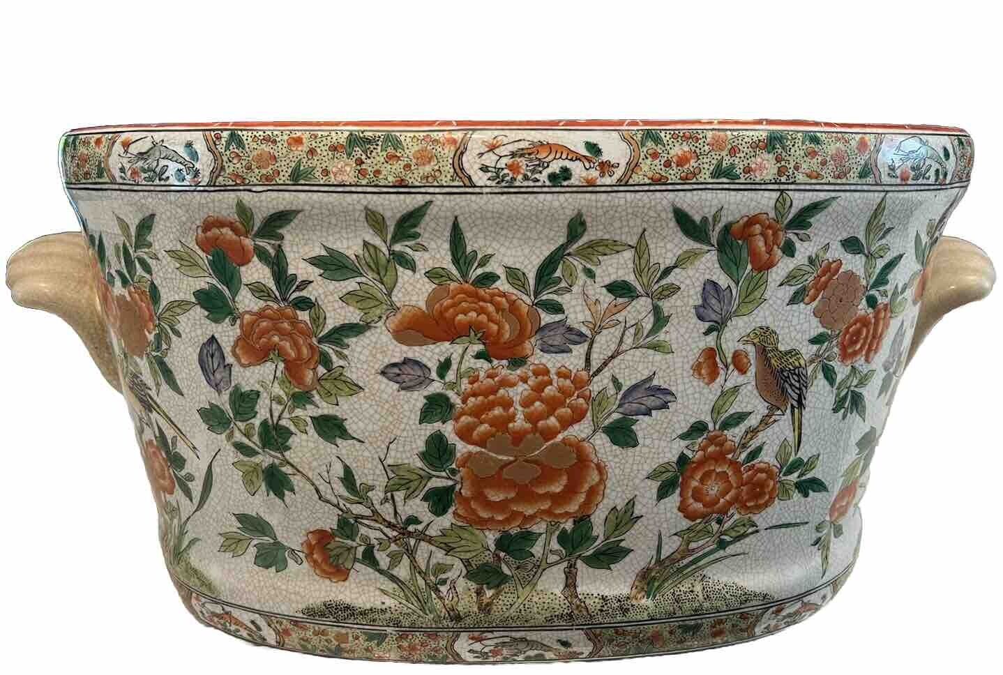 Antique Chinese Foot Bath Hand Painted Porcelain UW United Wilson 1897 Vintage