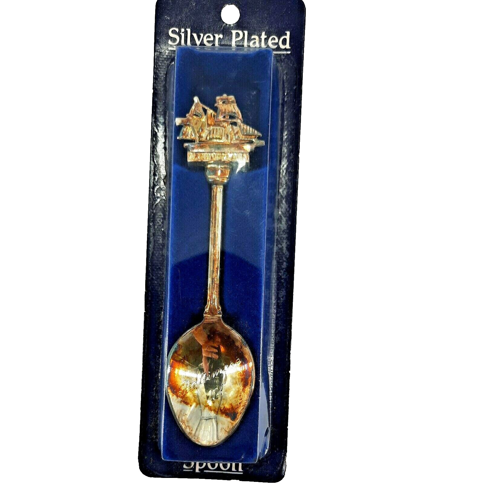Vtg Baltimore MD 3D Ship Souvenir Spoon Harbor Place Silver Plated Sealed