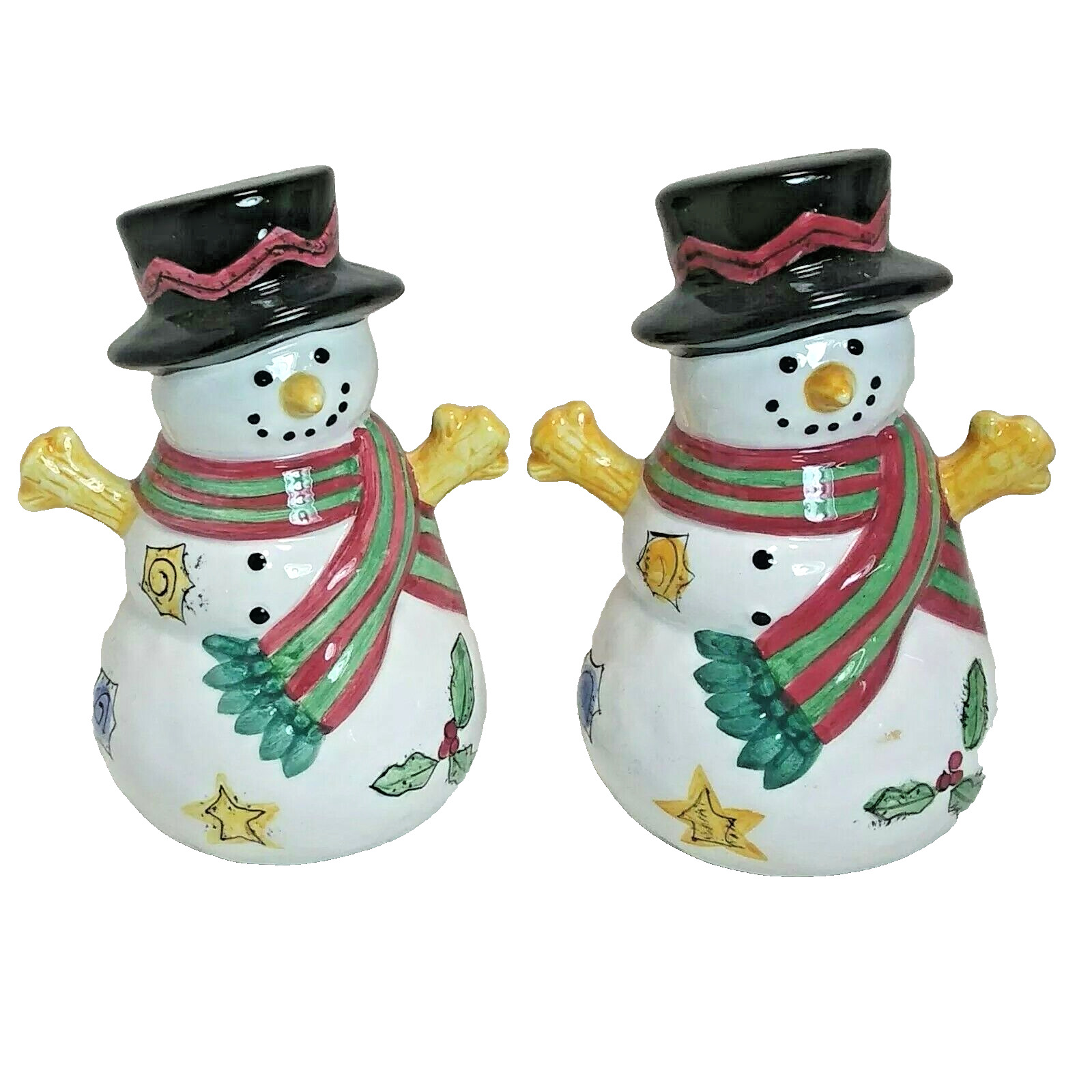 2 Piece Sango Sweet Shoppe Snowmen Salt & Pepper Shakers Christmas Holiday