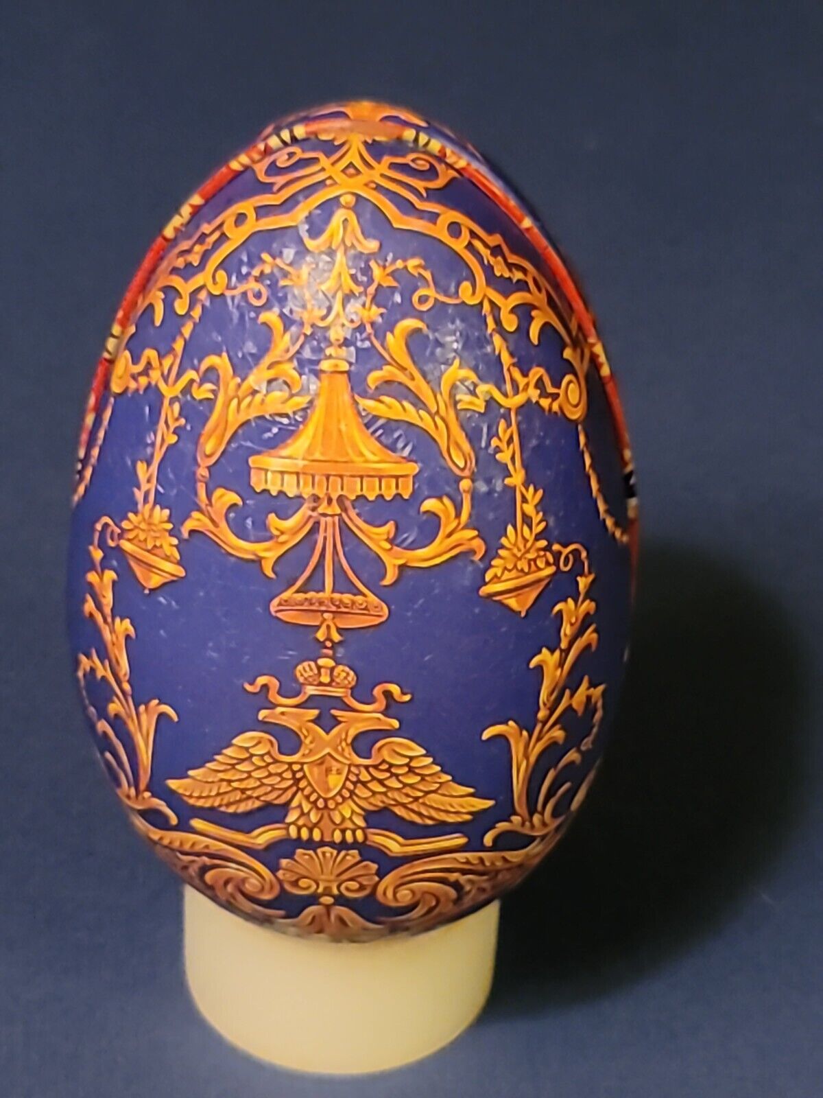 Vtg Faberge Tsarevich Royal Imperial Easter Egg Tin Chambers Candy Container