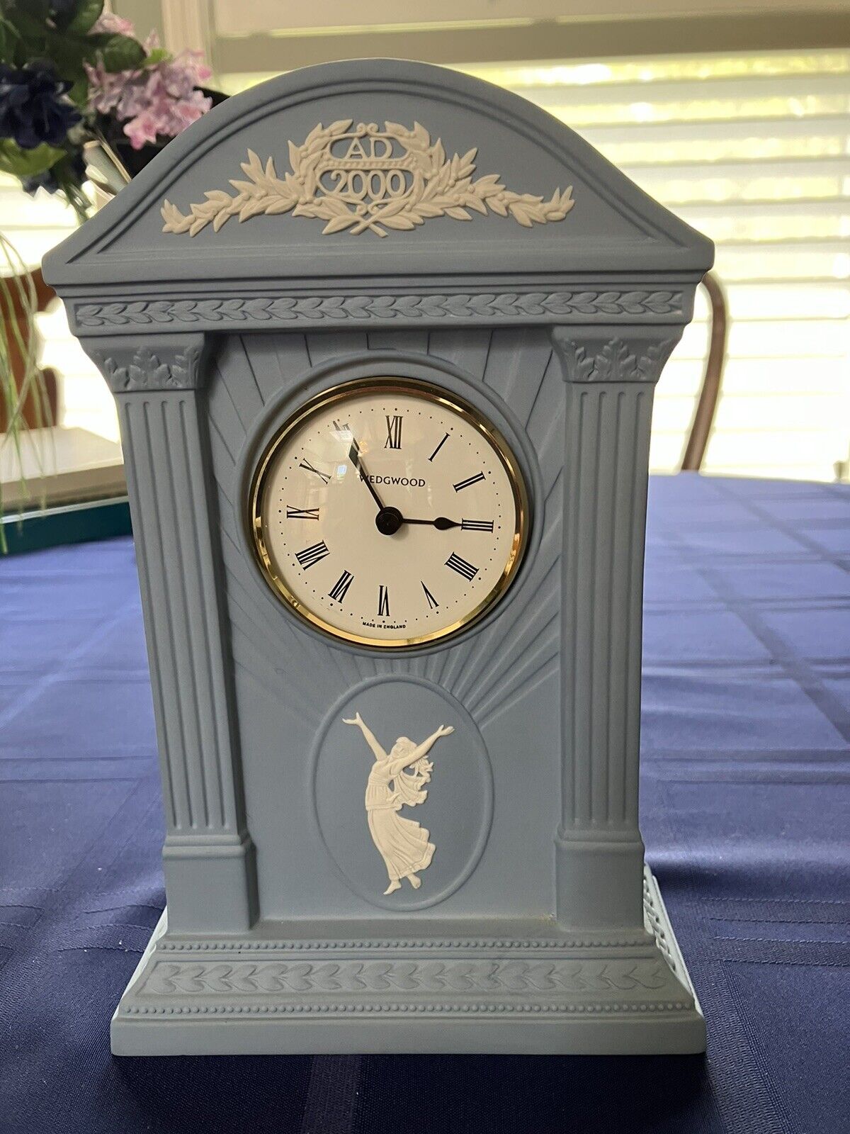 Wedgwood Blue Jasperware Millennium Mantle Clock 2000